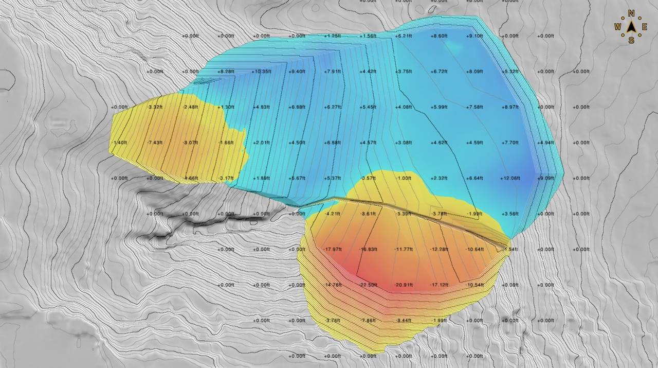 Earthwork volume analysis from drone survey data