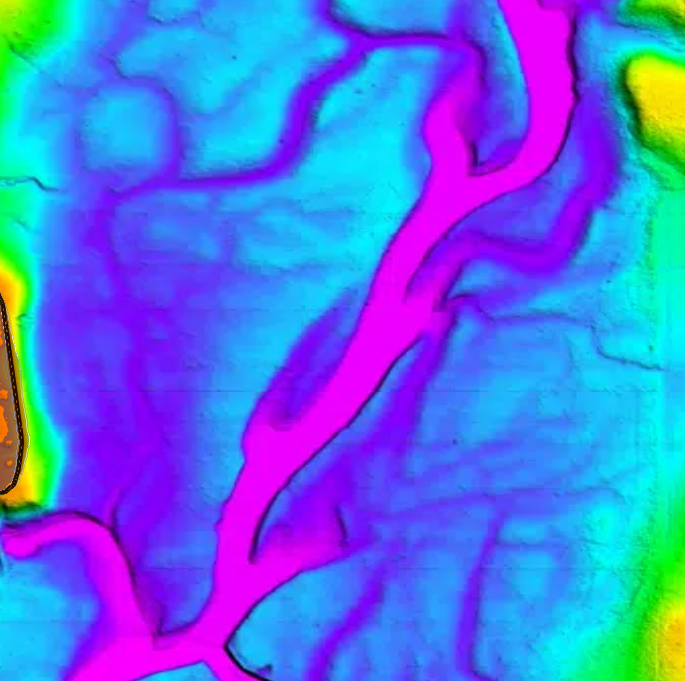 Flood simulation over drone LiDAR terrain for duck impoundment design