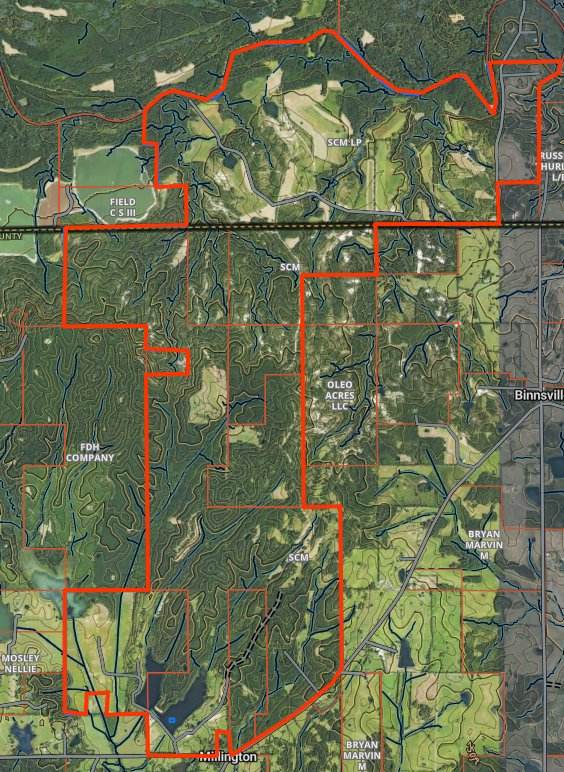 Property boundary shared through an onX map to plan a drone deer survey