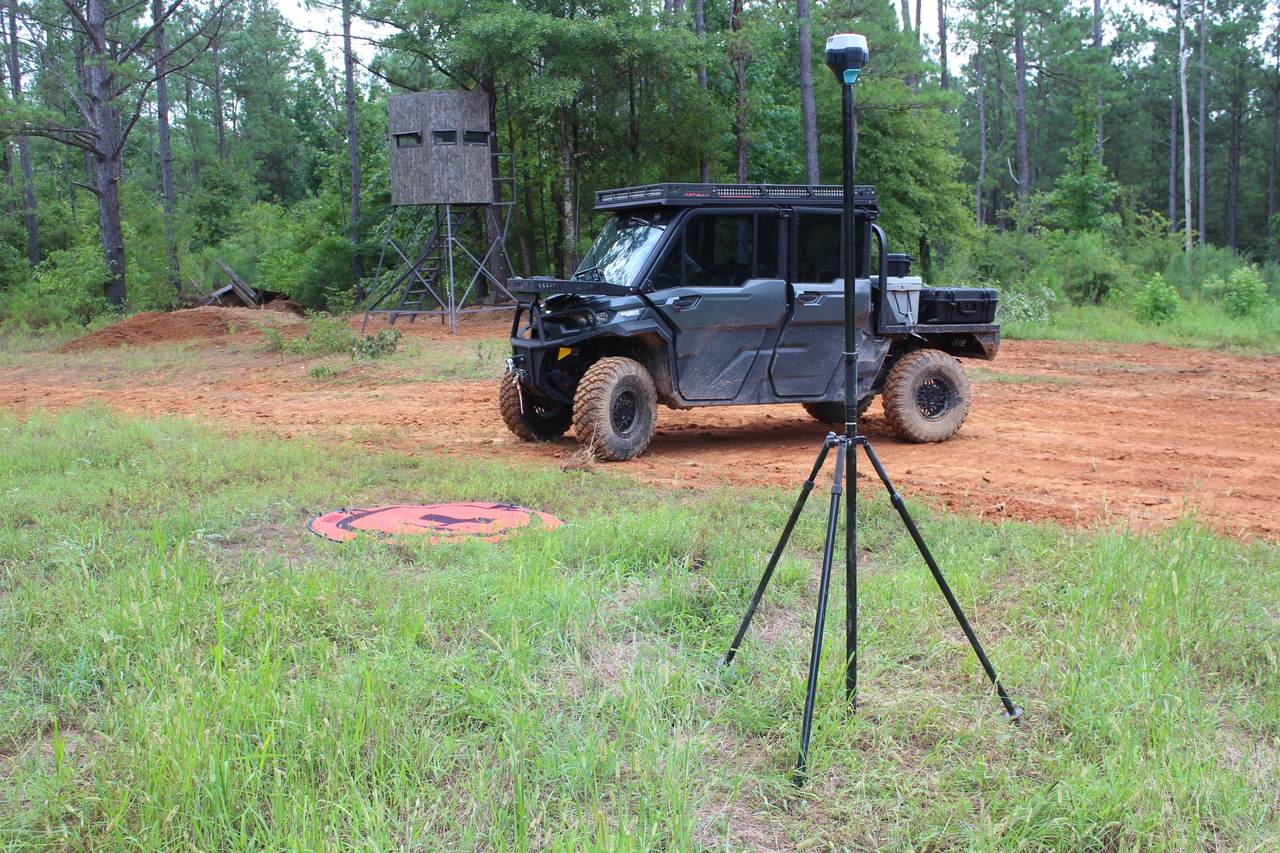 Mobile command trailer set up on site for a survey